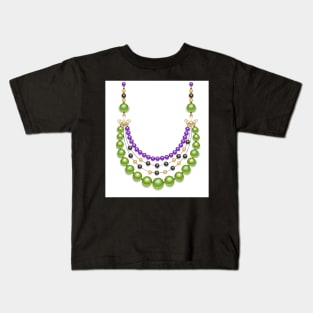 Green Beads ( Mardi Gras Necklaces ) Kids T-Shirt